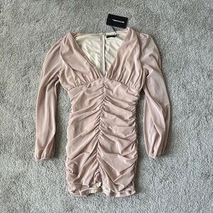 PrettyLittleThing Pink Ruched Mini Dress